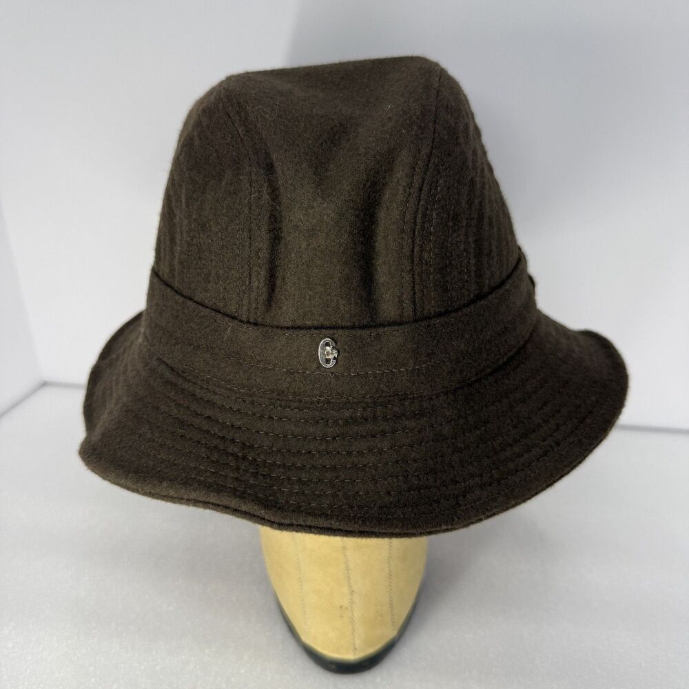 Conte Of Florence Bucket Hat Mens Size 58 Cloche Wool Ear Flaps Italy Brown